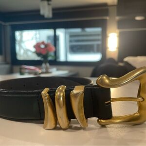 Brighton Black Belt with Gold Buckle